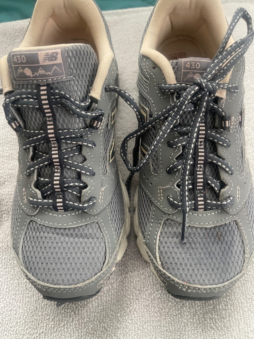 New Balance Gray Mesh Trail Sneakers with Beige Accent